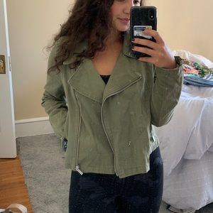 NWT 7 For All Mankind Army Green Moto Jacket